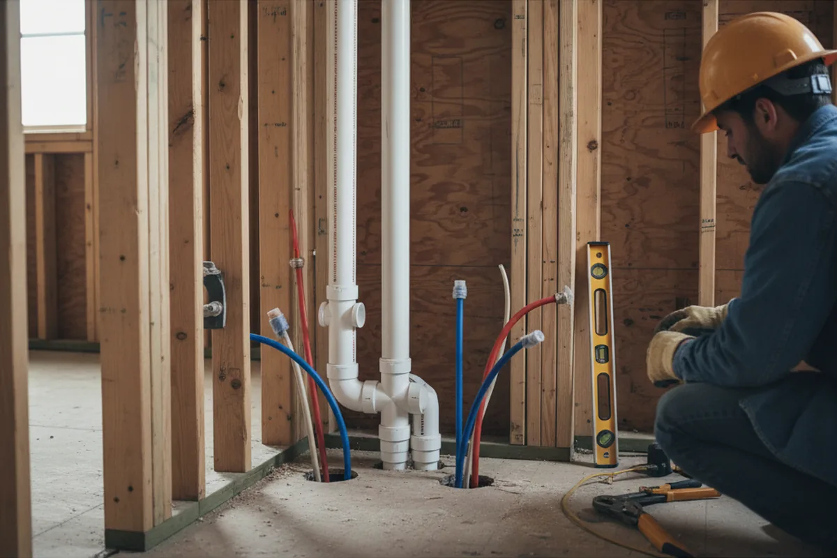 Drain and supply rough-in during Sump Pump Repair in La Crescenta