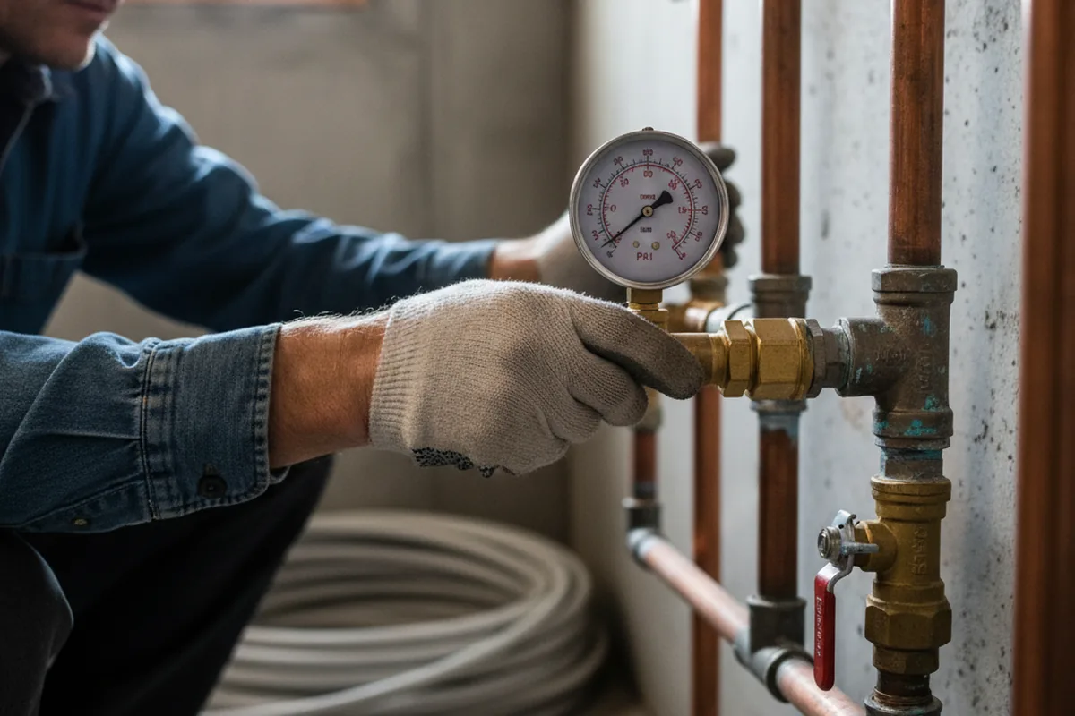Pressure testing a repaired line during Water Line Repair in La Crescenta